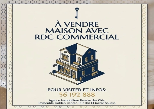 À VENDRE : MAISON AVEC RDC COMMERCIAL À TROCADE